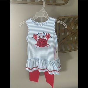 NWT Toddler Girl Crab Dress and Pants set